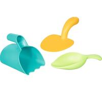 goki 63854 Lot de 3 pelles à Sable dans Un Sac en Filet en Plastique Biologique pour Plage et bac à Sable
