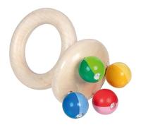 goki 65350 Hochet Arc-en-Ciel en Bois Multicolore avec Boules - Anneau de préhension pour bébé, Jouet de motricité pour Filles et garçons, fabriqué en Allemagne