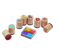 goki 8 tampons animaux sauvages 25mm avec 4 couleurs de tampons