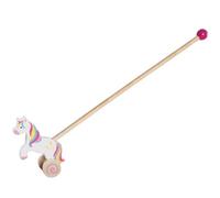 GOKI Animal à pousser en bois Licorne Véhicule à pousser Barre en bois