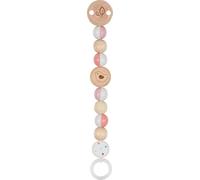 goki baby 65335 - Attache tétine oiseau en bois, joli motif d'oiseau rose sur les éléments en bois, avec clip pour attacher aux vêtements, fabriqué en Allemagne, 21 cm de long, dès la naissance