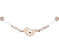 goki baby 65337 - Chaîne de poussette en bois - Fabriquée en Allemagne - Rose - Favorise le réflexe de préhension et la motricité - Avec cloche, boules et dés - Dès la naissance