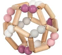 goki baby 65344 - Jouet de préhension en bois et silicone pour bébé - Fabriqué en Allemagne, rose, fille, jouet de motricité naturelle pour favoriser le réflexe de préhension et le développement du