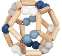 goki Baby 65345 Balle de hochet en Bois et Silicone pour bébé, fabriquée en Allemagne, Bleu, garçon, Jouet de motricité Naturelle, pour favoriser Le réflexe de préhension et Le développement du