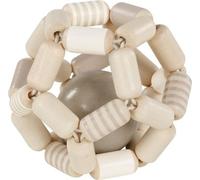 goki baby hochet balle élastique, gris blanc, Ø= 7 cm, bois