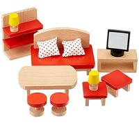 Goki Mobilier de poupée Basic 51716 – Salon en bois 13 pièces