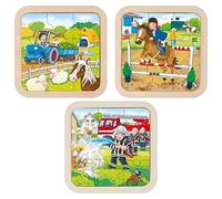 Goki - Dentelle Ferme, Pompiers Puzzles en Bois, Multicolore (57382)