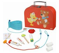 goki 51009 Mallette de médecin 25 x 8,5 x 23 cm, bois, textile, 10 pièces, multicolore