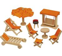 Goki Poupée 51913 - Meubles de jardin pour maison de poupées - 9 pièces