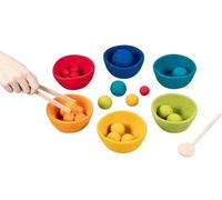 goki Evolution 58342 Sorterino Jeu éducatif pour Enfants en Feutre de Laine avec 6 Bols et balles en Feutre de Laine - Couleurs et Tailles Assorties, Lot de 29, à partir de 3 Ans