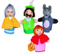 Goki Marionnettes à doigt 51898 - Assortiment de 4 « Le Petit Chaperon Rouge »