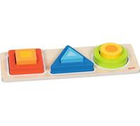 goki Geo Blocks 58302 Planche de tri de forme, jouet de motricité en bois 7 pièces avec fonction d'emboîtement et de tri, favorise la pensée logique et la motricité fine, pour la construction créative