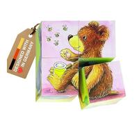 Goki Goki-57056-Puzzle bébés Animaux, 4 Cubes, 57056, Marron