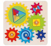 Goki Puzzle 3D d'engrenages 58428 Gear Set II en bois multicolore 10 pièces