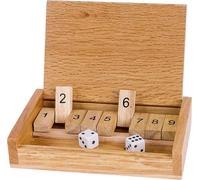 goki HS185 Shut the box jeu de dés, 13,5 x 9 x 2,5 cm, bois, 2 dés, naturel