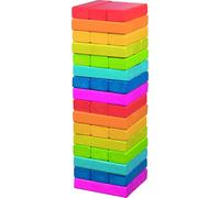 GOKI Jeu d'équilibre Tour en bois Jenga Arc-en-ciel