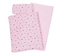 GOKI Literie de poupée Rose à cœurs – Ensemble oreiller, dessus et dessous de lit