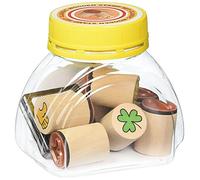 Gollnest & Kiesel Timbres motivationnels en bois – Trèfle à quatre feuilles, smiley, tampon encreur