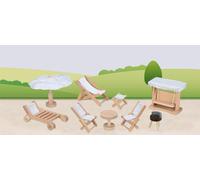 GOKI Meubles de poupées Jardin 9 pièces en bois pour maison de poupées d'enfants 51475 Meubles de jardin NOUVELLE