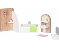 Goki Meubles pour poupée – Salle de bain avec baignoire 51492, multicolore, 11,2x6,2x6 cm