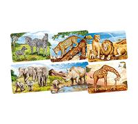 Goki - Minipuzzle Animaux africains Puzzles en Bois, Multicolore (57419)
