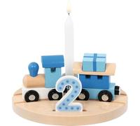 goki Oslo 60668 Train d'anniversaire décoratif en Bois avec Chiffres 1, 2, 3, 4, 5, 6, en Bleu, pour garçon, décoration Parfaite pour Anniversaire d'enfant, 16 cm x 12 cm x 7 cm, à partir de 1 an
