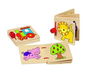 Goki-Petit livre en bois, imagier dès 1 ans- Modèle Aléatoire