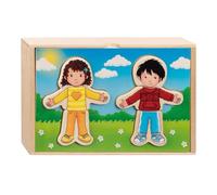 Goki Poupée puzzle garçon et fille – boîte en bois
