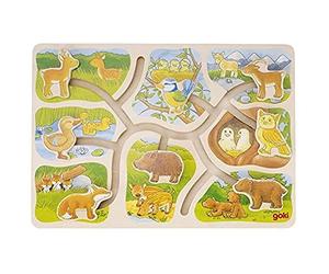 Goki - Puzzle à Pousser en Bois, Où est Mon Petit ?