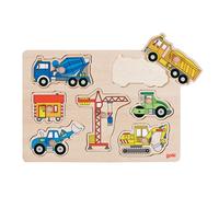 Goki Puzzle en bois à encastrement 2041560 – Véhicules de construction – 7 pièces