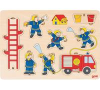 GOKI Puzzle en bois Les pompiers 2en1