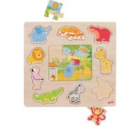 GOKI Puzzle en bois + puzzle Animaux du zoo