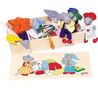 Goki Coffret vêtements pour souris SO271 – 2 souris, 8 tenues, beige
