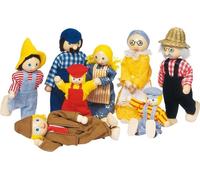 goki SO305 Poupées à plier Famille de fermiers II H= 7-14,5 cm, bois, 8 pièces, multicolore, 8 pièces (1 set)