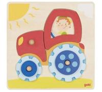 Goki Socket Puzzle Tracteur 6 pièces Puzzle en bois