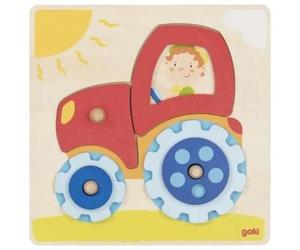 Goki Socket Puzzle Tracteur 6 pièces Puzzle en bois