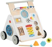 goki Trotteur KiddyCruiser 59961 en bois, trotteur multifonction avec labyrinthe à billes, xylophone, miroir, boîte de tri, puzzle rotatif, frein et bien plus encore, 33 cm x 41 cm x 44 cm, à partir