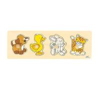 Gollnest & Kiesel Puzzle en bois à encastrement Goki 2041533 Chien et Canard 4 pièces