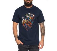 Goko Kick - T-Shirt pour Homme Son Ruffy Luffy Naruto Saitama One Dragon Master Goku Ball Vegeta Turtle Roshi Piece Golds DB, Farbe2:Bleu foncé, Größe2:Small