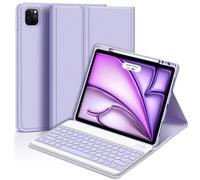 GOKOCO Étui avec clavier pour iPad Air 13" M3 et 2024 Air 13" M2 et Pro 12,9" 3e/4e/5e/6e génération avec clavier Bluetooth magnétique sans fil pour Air7 - Violet