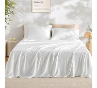 GOKOTTA Parure de lit 4 pièces en Bambou Super Doux, rafraîchissants pour Les dormeurs Chauds - Draps Respirants et Soyeux - Poche Profonde jusqu'à 40,6 cm - Double Couture Durable (Blanc Vif)