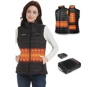 Gokozy Gilet Chauffant Femme avec Batterie, Veste Chauffante Femme Électrique avec 5 Zones de Chauffage 3 Veste Chauffante pour le vélo, Camping, Travail en Extérieur