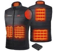Gokozy gilet chauffant homme avec 10000mah batterie incluse pour 5 zones de chauffage Gilet chauffant Réglage en trois étapes pour un chauffage rapide intelligent chauffé pour la pêche et la chasse