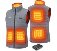 Gokozy Gilet chauffant pour homme avec batterie 10000 mAh pour 5 zones de chauffage Gilet chauffant Ajustement en trois étapes pour un chauffage rapide et intelligent pour la chasse et le safari-Gris