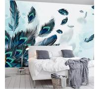 GOKSEL Fond D'Écran 3D Mural Plumes de paon Taille:L350CMxH256CM Mode Papier Peint Intissé Tapisserie Murales Panoramique 3D Mur De Fond Tv Papier Peint Chambre Enfant Adulte Poster Murales