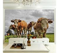 GOKSEL Papier peint mural Vache de prairie Taille:L200CMxH175CM Papier peint photo pour chambre d'enfant - Décoration murale - Poster géant en papier - Chambre de garçon