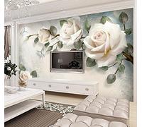 GOKSEL Papier peint Tapisserie Murales Roses roses Taille:L350CMxH256CM Panoramique 3D Minimaliste TV Fond D'écran Intissé Chambre Salon Decoration