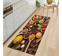 GOKSEL Tapis de Cuisine Couleur et assaisonnement Antidérapant Tapis Devant Evier, Tapis de Sol Cuisine Lavable en Machine, Tapis de Bain Paillasson, Tapis Couloir 50 x 80cm