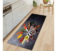 GOKSEL Tapis de Cuisine Couleurs et assaisonnements Tapis Couloir, Devant Evier Antidérapant Tapis de Sol Absorbant Lavable Décoration, Salon, Salle de Bain, Entrée, Cuisine 60 x 120cm
