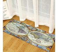 GOKSEL Tapis de Cuisine Vintage&Map Tapis de Cuisine Antidérapant,Tapis pour Devant Evier Absorbant,Tapis du Sol pour Salon Chambre Passage Lavable en Machine 50 x 80cm